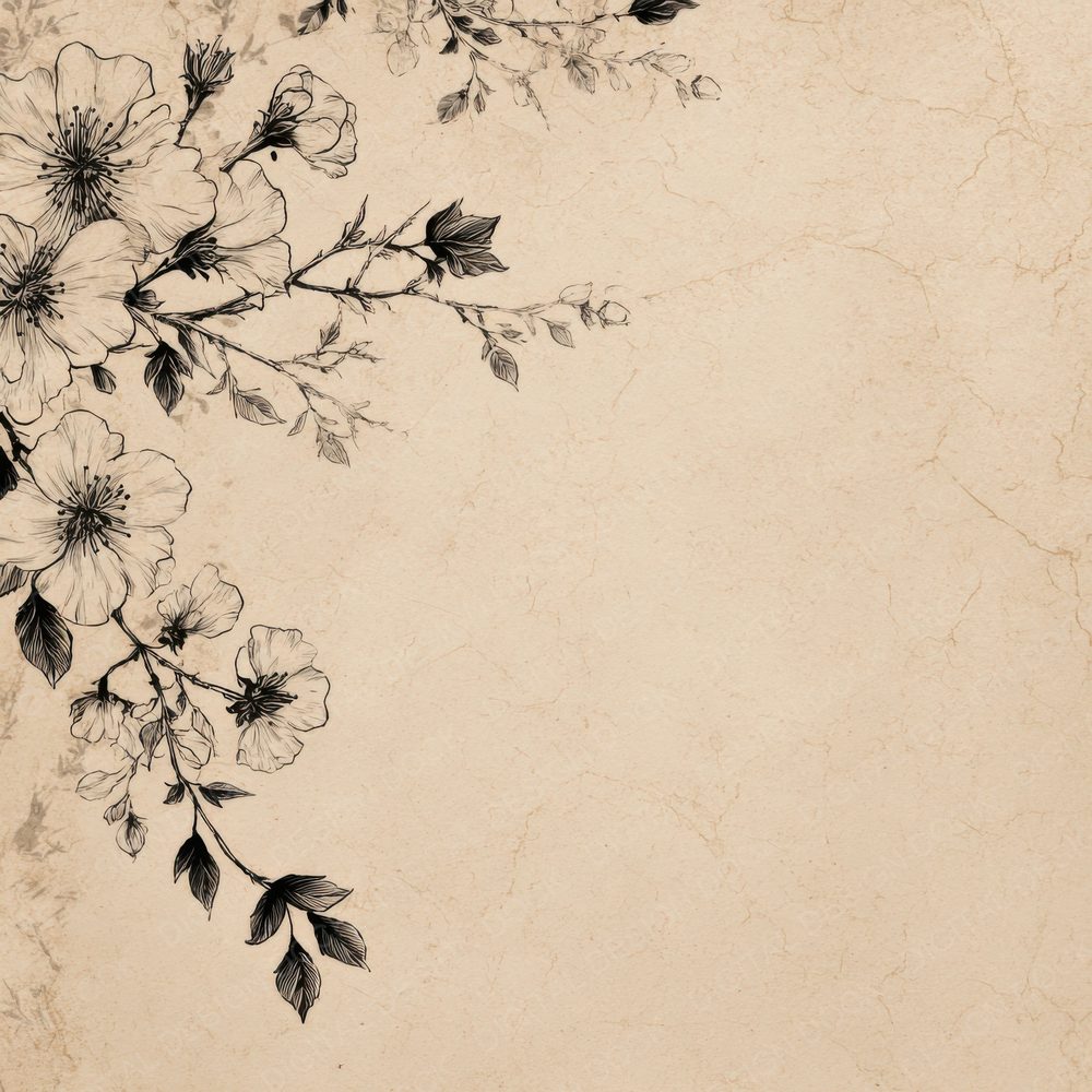 Cream Floral Sketch Digital Paper Pack (DDD001320)