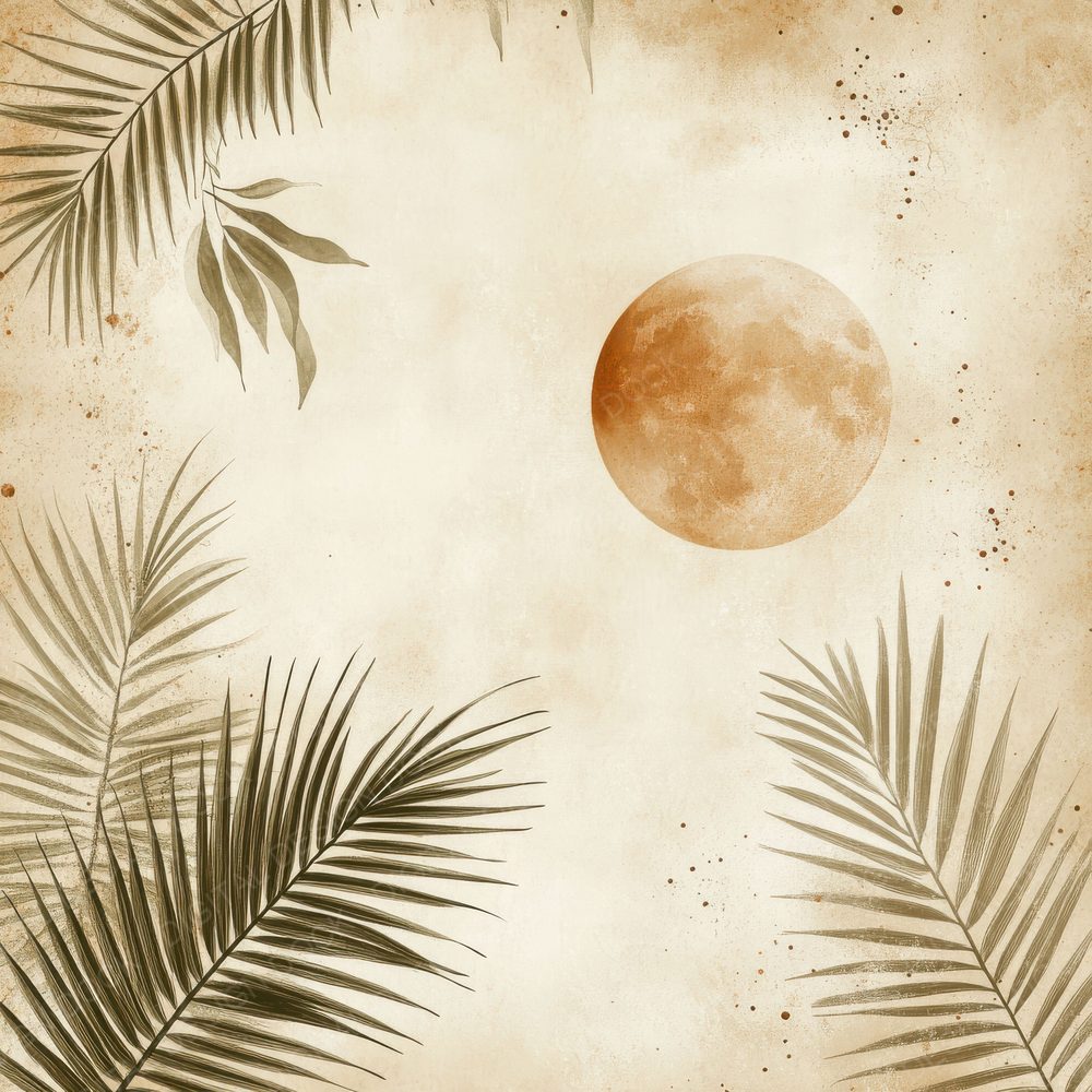 Cream Palm Moon Digital Paper Pack (DDD001324)