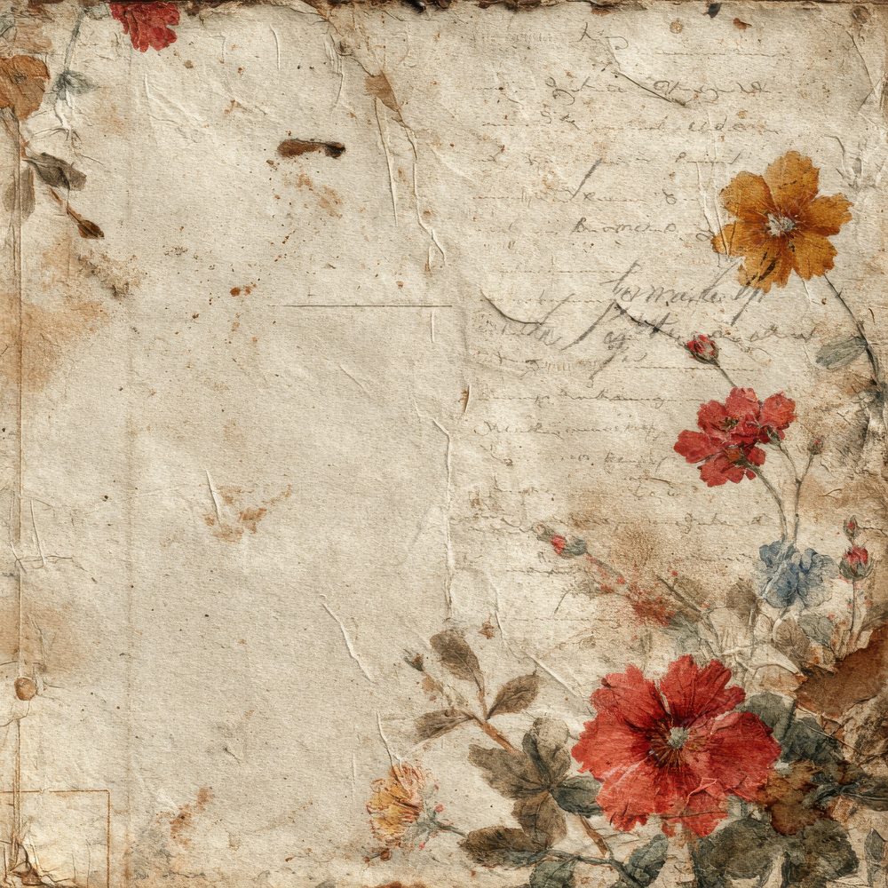 Cream Rust Label Floral Digital Paper Pack (DDD001327)