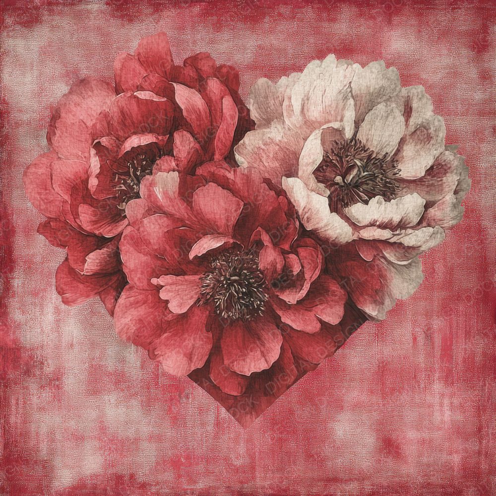 Crimson Peony Bloom Digital Paper Pack (DDD001338)