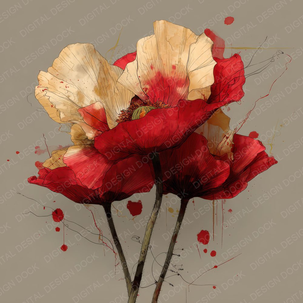 Crimson Poppy Melt Digital Paper Pack (DDD001339)