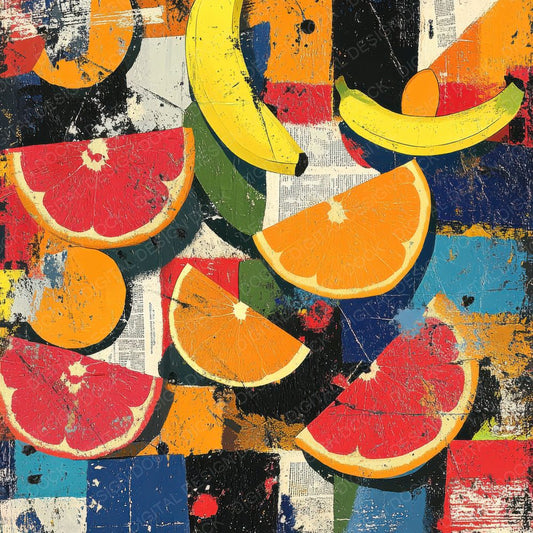 Cubist Fruit Collage Digital Paper Pack (DDD001362)