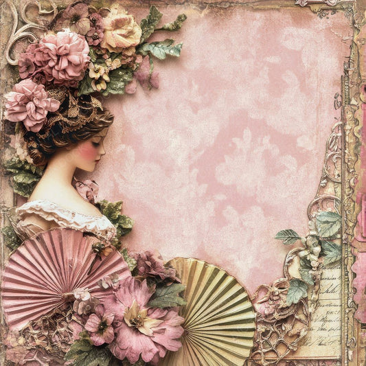 Dance Card Floral Trim Digital Paper Pack (DDD001393)