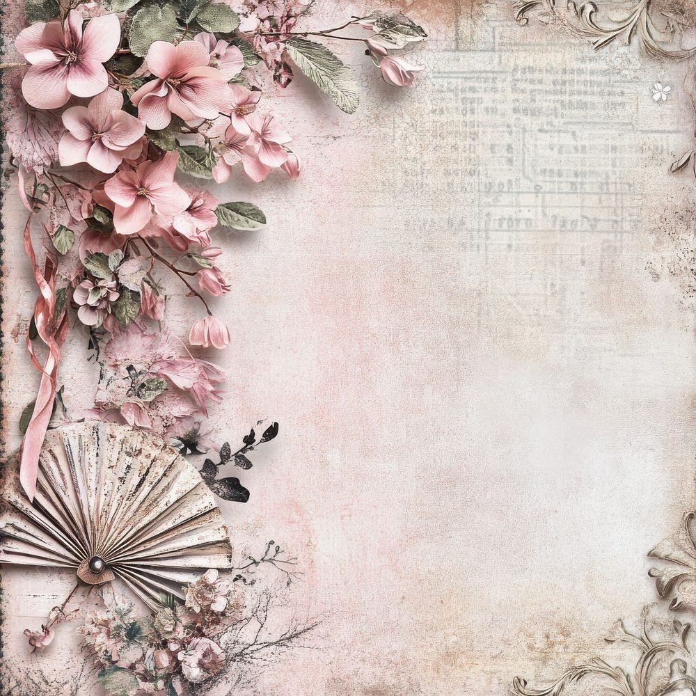 Dance Card Floral Trim Digital Paper Pack (DDD001393)