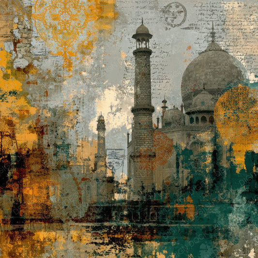 Delhi Collage Saffron Map Temple Digital Paper Pack (DDD001433)