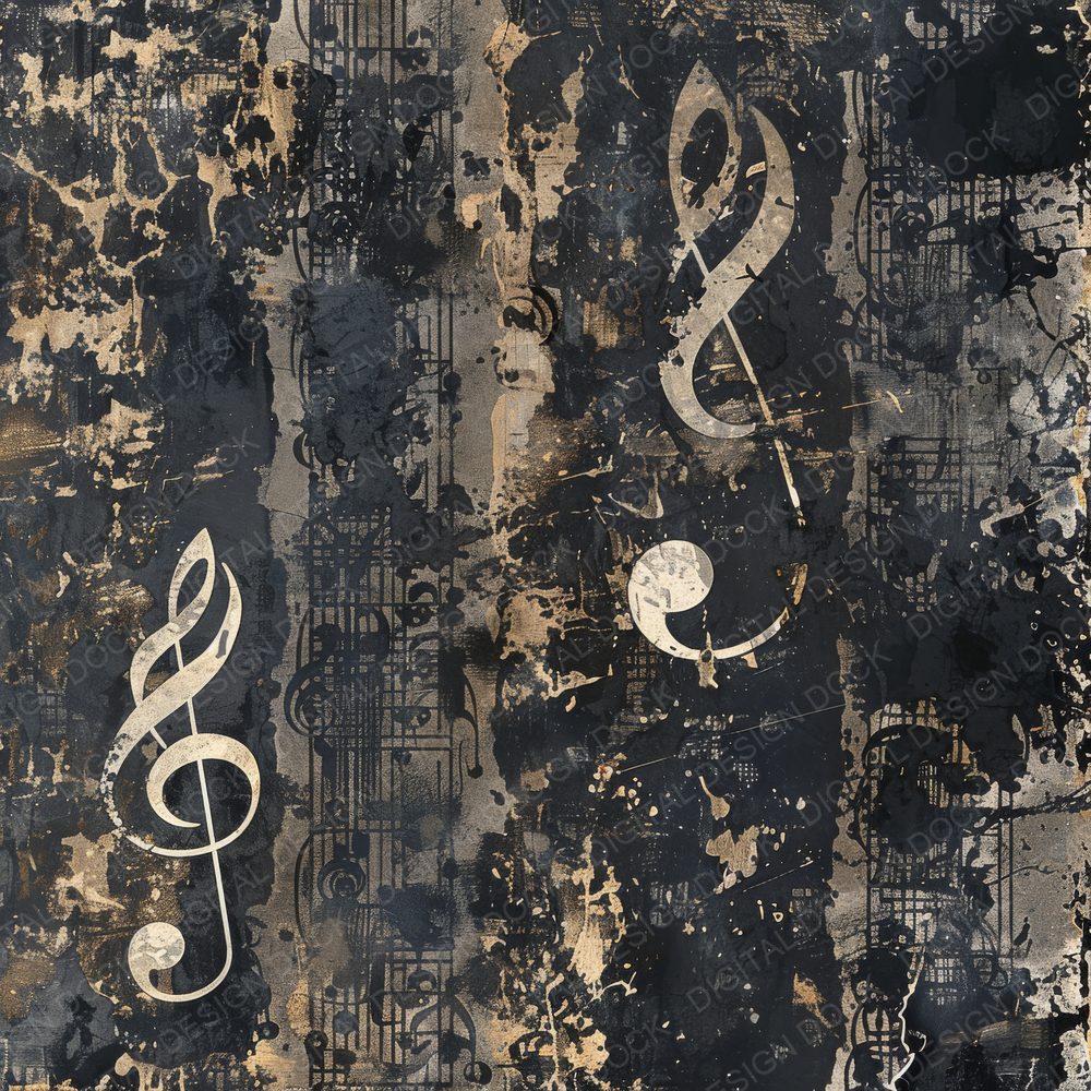 Distressed Music Sheet Notes Digital Paper Pack (DDD001470)