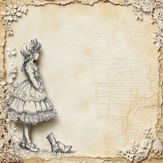 Doll Bonnet Cutout Frame Digital Paper Pack (DDD001473)