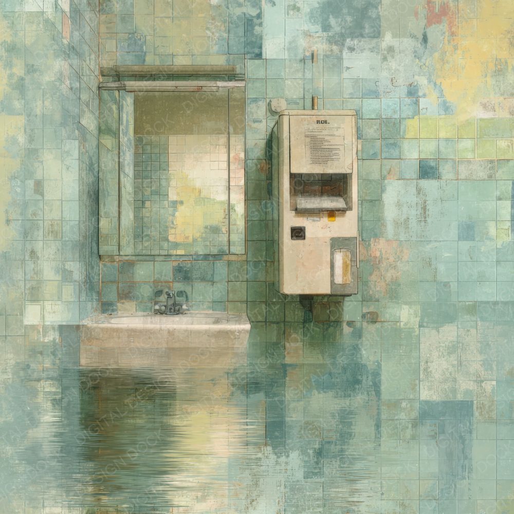 Dreamcore Bathroom Tile Puddle Flicker Digital Paper Pack (DDD001492)