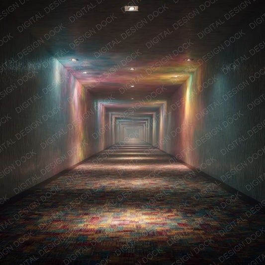 Dreamcore Corridor Blur Exit Grid Digital Paper Pack (DDD001494)