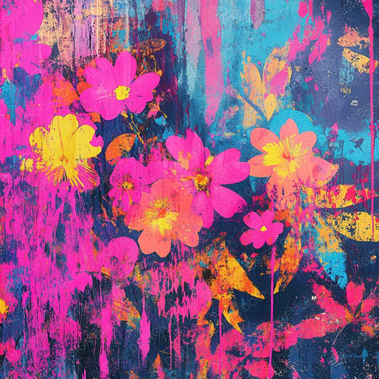 Dripping Neon Florals Digital Paper Pack (DDD001505)