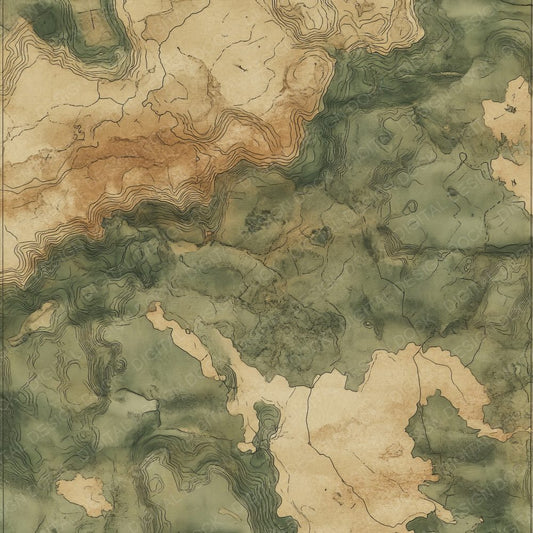 Dusty Olive Topographic Map Digital Paper Pack (DDD001525)