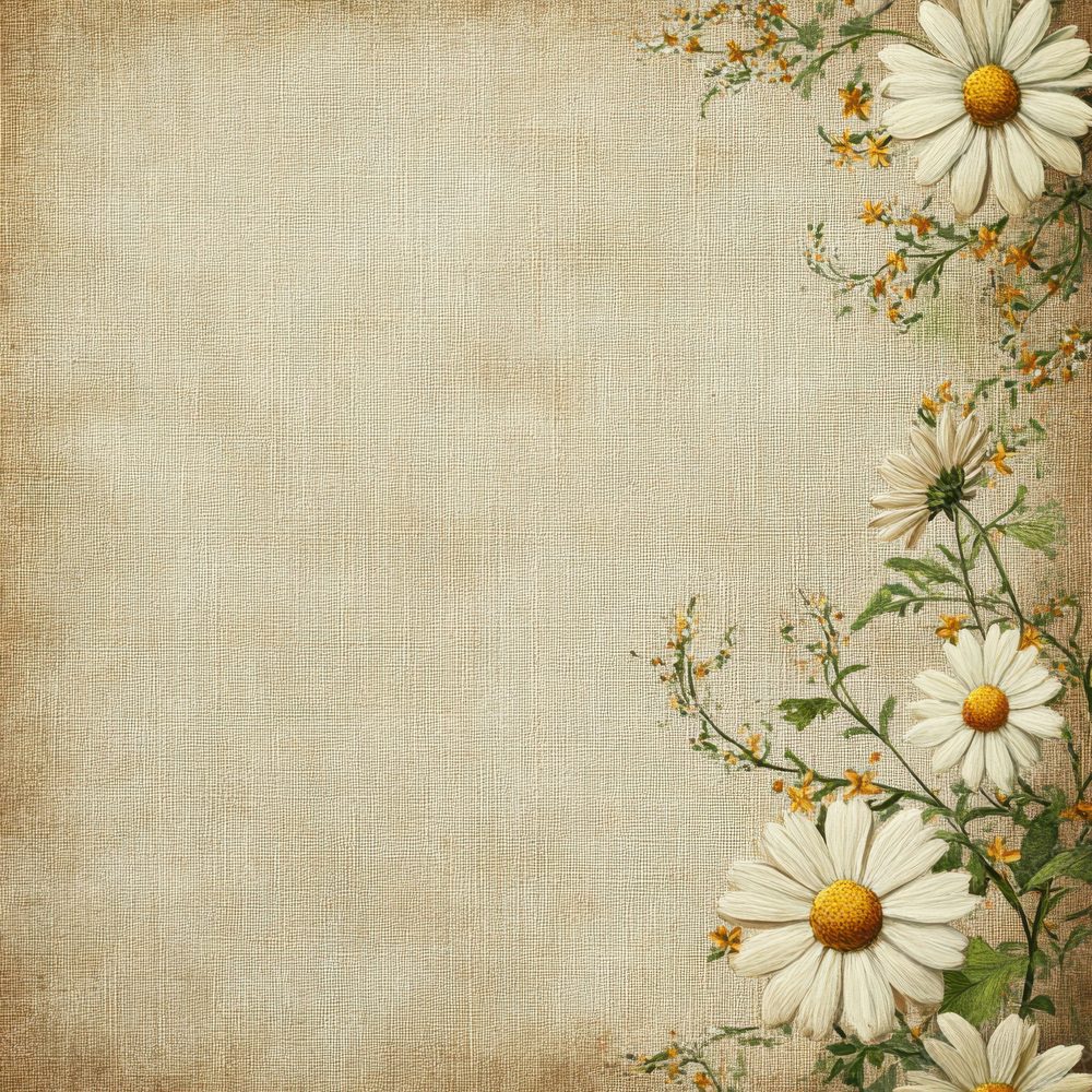 Embroidered Daisy Linen Digital Paper Pack (DDD001563)