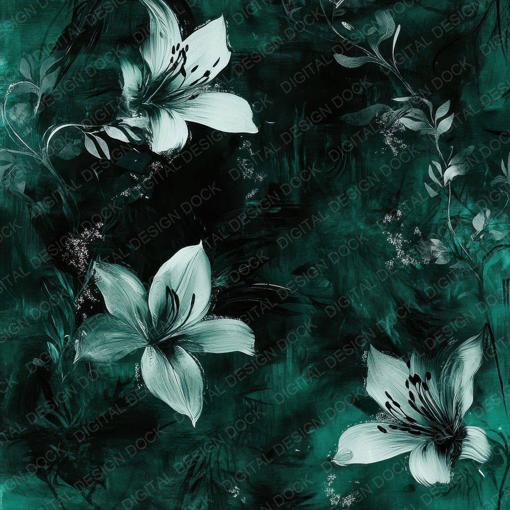 Emerald Distorted Blooms Digital Paper Pack (DDD001567)