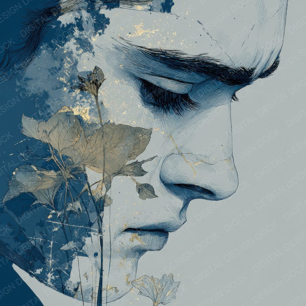 Emotion Sadness Face Wilt Digital Paper Pack (DDD001591)