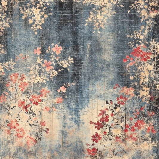 Faded Japanese Kimono Fabric Background Digital Paper Pack (DDD001658)