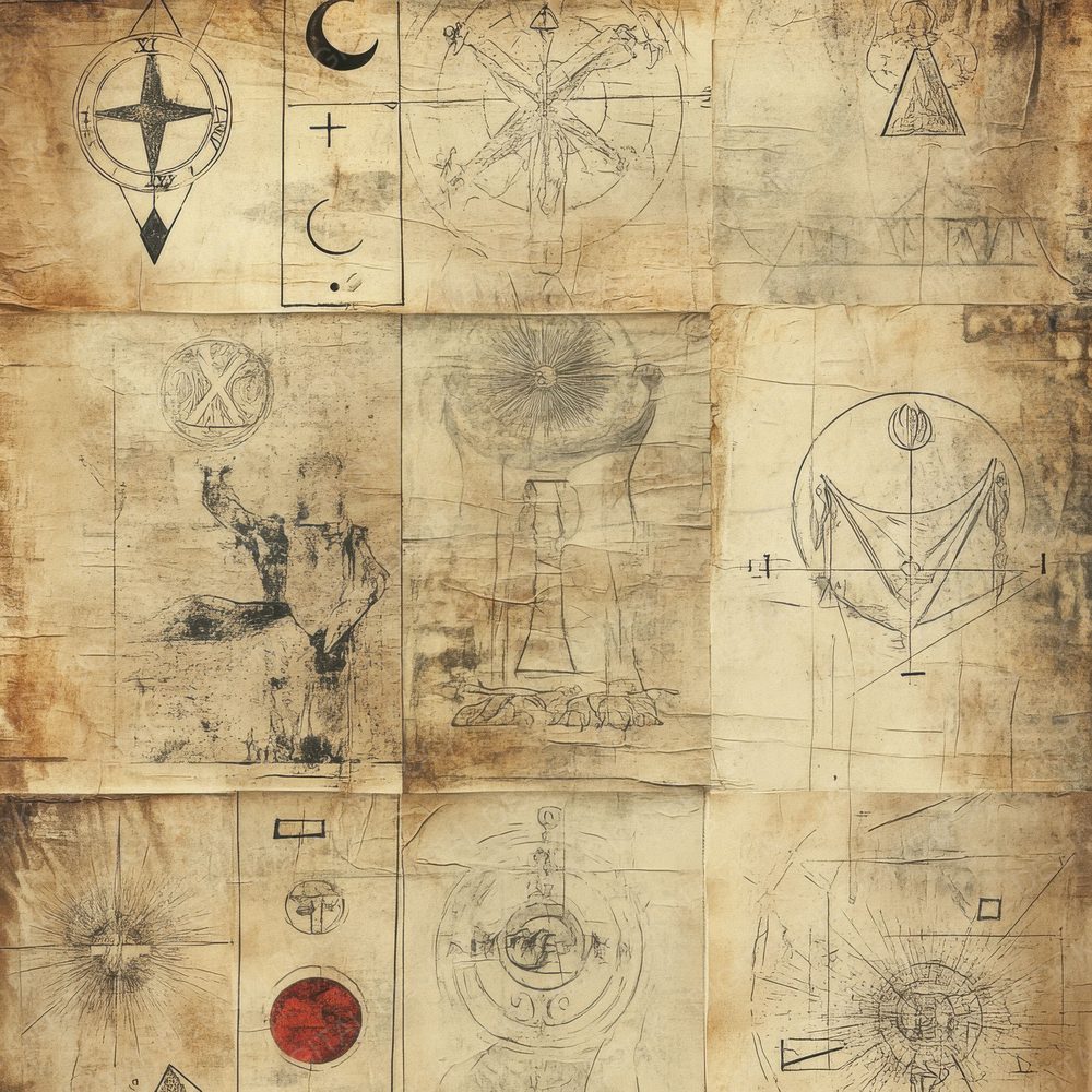 Faded Tarot Symbols Background Digital Paper Pack (DDD001670)
