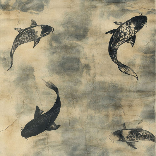 Faint Koi Washi Background Digital Paper Pack (DDD001679)