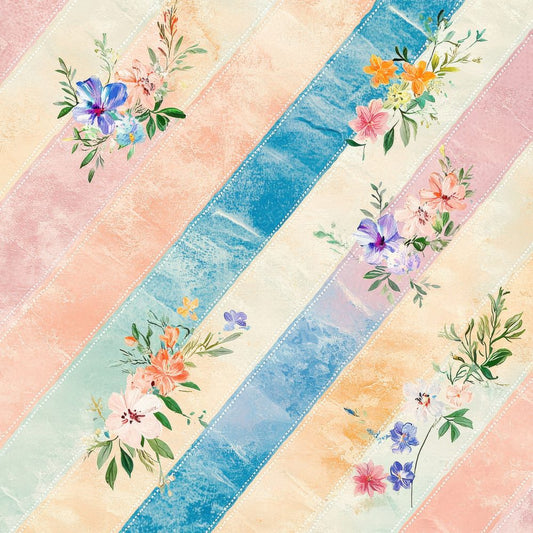 Folk Floral Stitch Quilt Digital Paper Pack (DDD001761)
