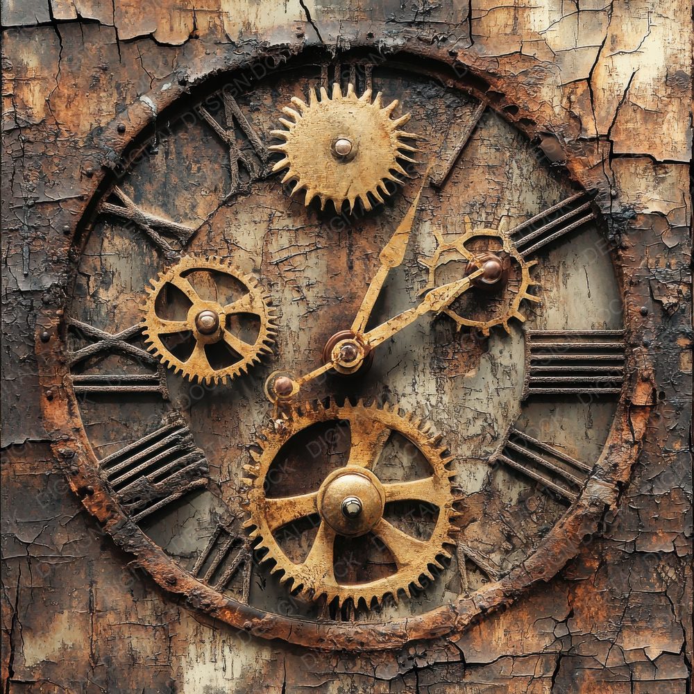 Forgotten Clocktower Gears Background Digital Paper Pack (DDD001780)
