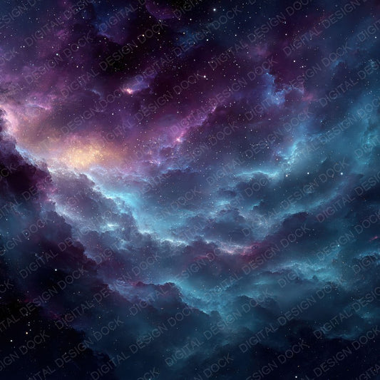 Galaxy Swirl Cyan Violet Cluster Glow Digital Paper Pack (DDD001834)