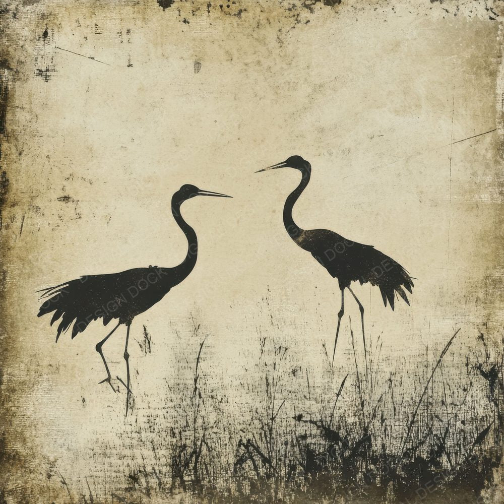 Ghostly Crane Shadows Background Digital Paper Pack (DDD001847)