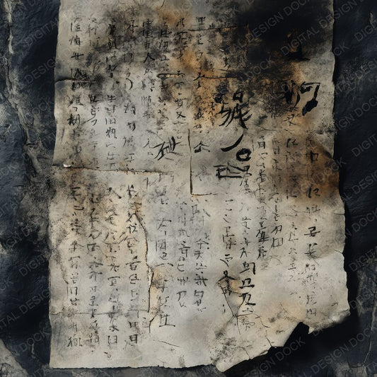 Ghostly Kanji Burnt Background Digital Paper Pack (DDD001849)