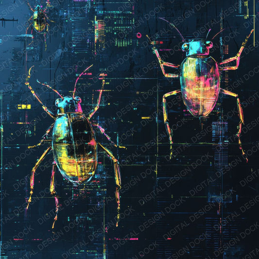 Glitch Beetle Swarm Digital Paper Pack (DDD001867)