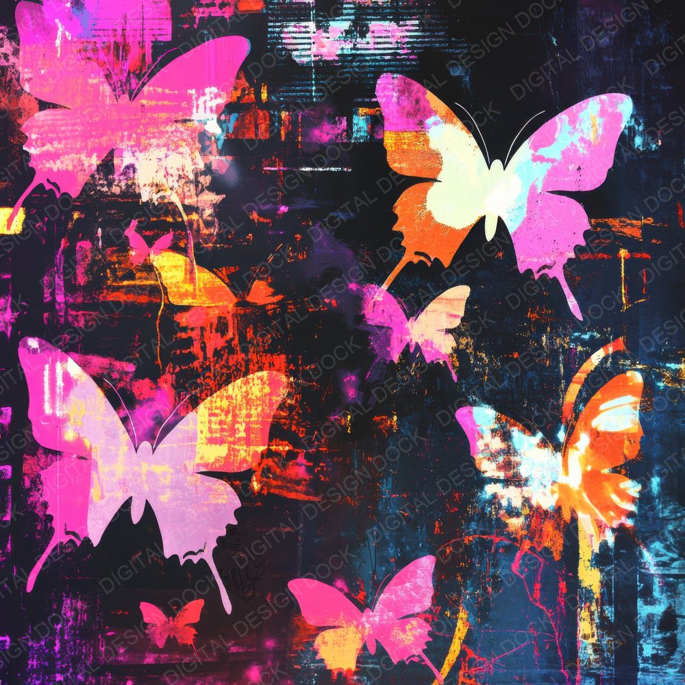 Graffiti Butterflies Digital Paper Pack (DDD001924)