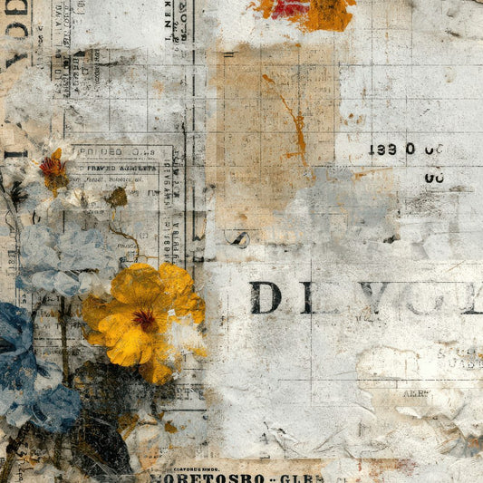 Grid Floral Ticket Text Digital Paper Pack (DDD001952)
