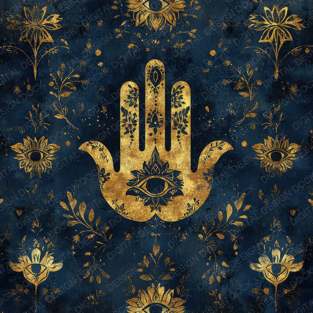 Hamsa Indigo Star Digital Paper Pack (DDD001991)
