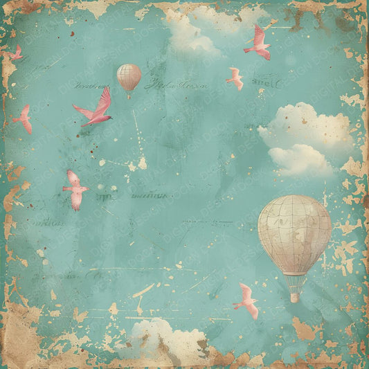 Hot Air Balloons and Fluffy Clouds Digital Paper Pack (DDD002036)