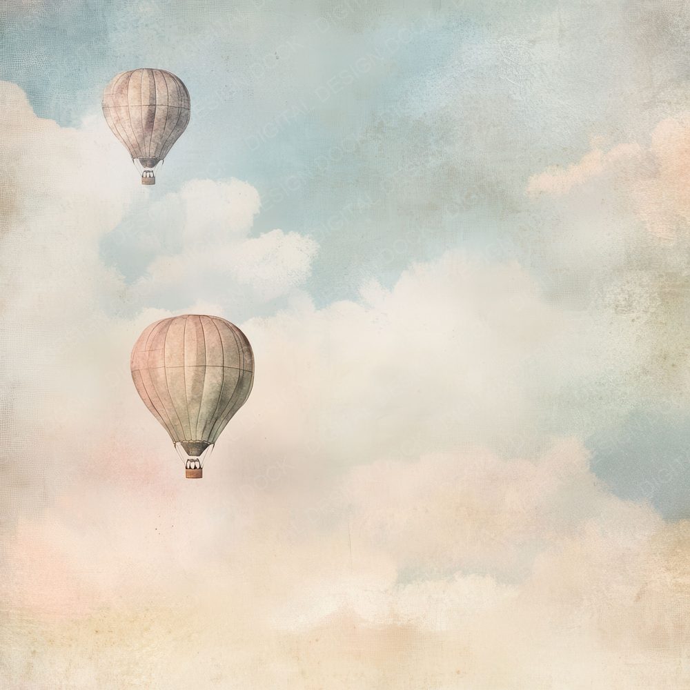 Hot Air Balloons Background Digital Paper Pack (DDD002037)