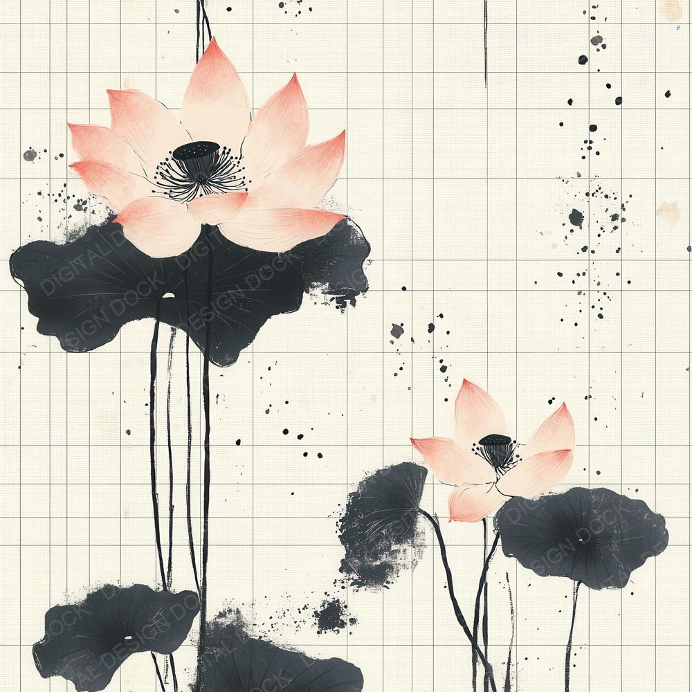Ink Lotus Grid Digital Paper Pack (DDD002111)