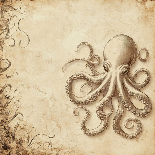 Ink Octopus Seaweed Sketch Digital Paper Pack (DDD002116)