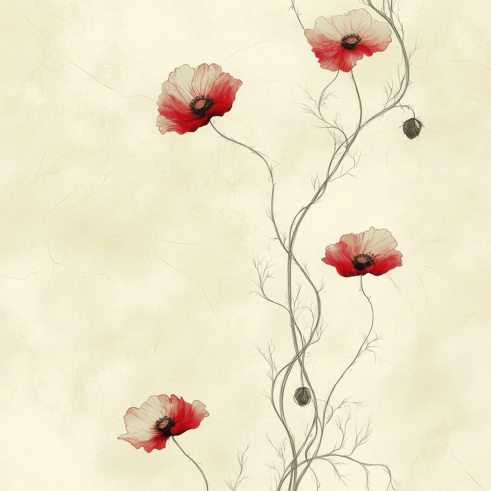 Ink Poppy Root Botanical Digital Paper Pack (DDD002119)