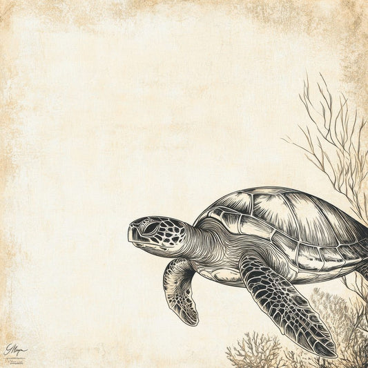 Ink Turtle Coral Overlay Digital Paper Pack (DDD002133)