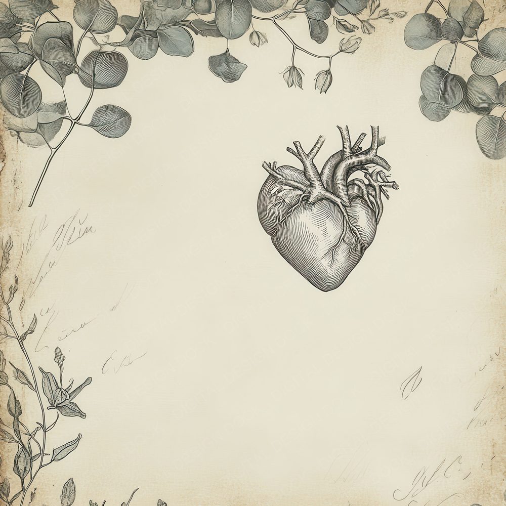 Ivory Heart Sketch Border Digital Paper Pack (DDD002178)