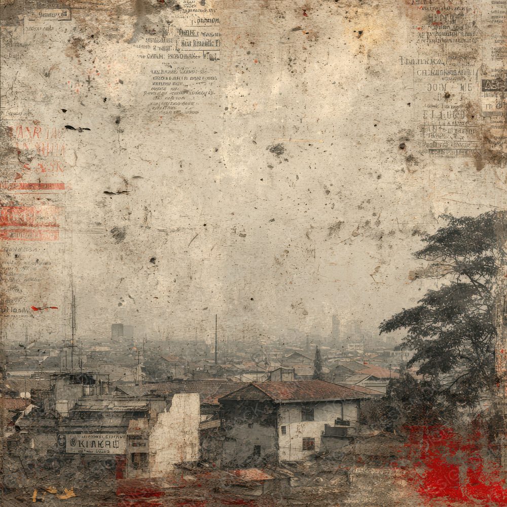 Jakarta Collage Batik Skyline Fade Digital Paper Pack (DDD002193)