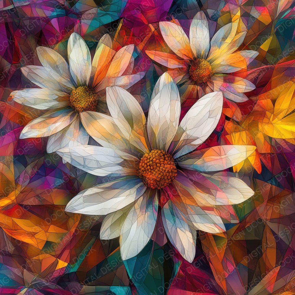 Kaleidoscopic Daisy Glass Digital Paper Pack (DDD002228)