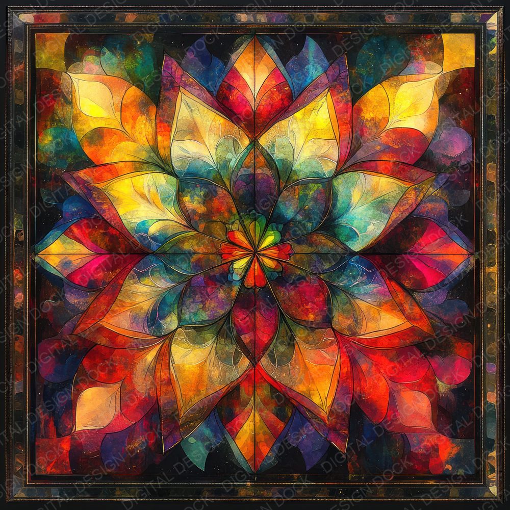 Kaleidoscopic Lotus Mandala Digital Paper Pack (DDD002229)