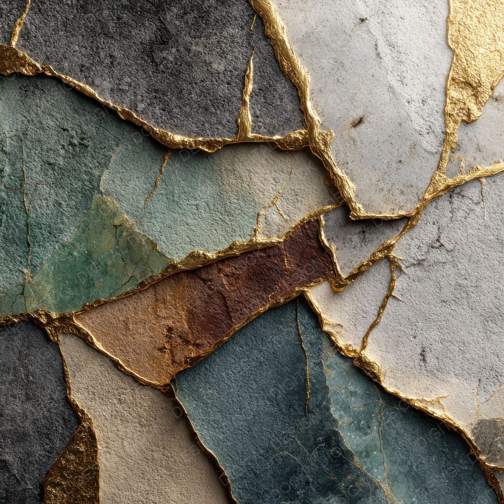Kintsugi Ceramic Crack Gold Matte Digital Paper Pack (DDD002240)