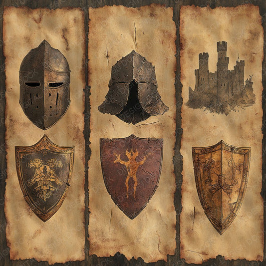 Knight Helmet Shield Digital Paper Pack (DDD002248)