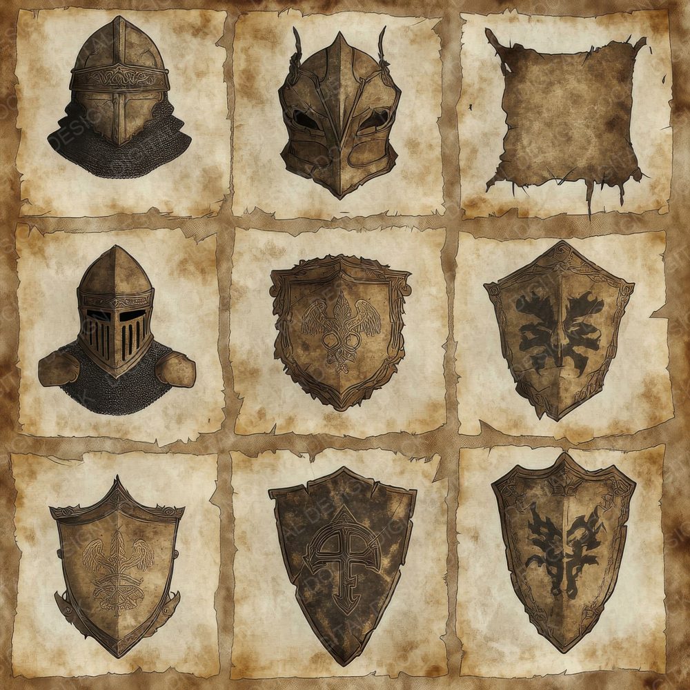 Knight Helmet Shield Digital Paper Pack (DDD002248)