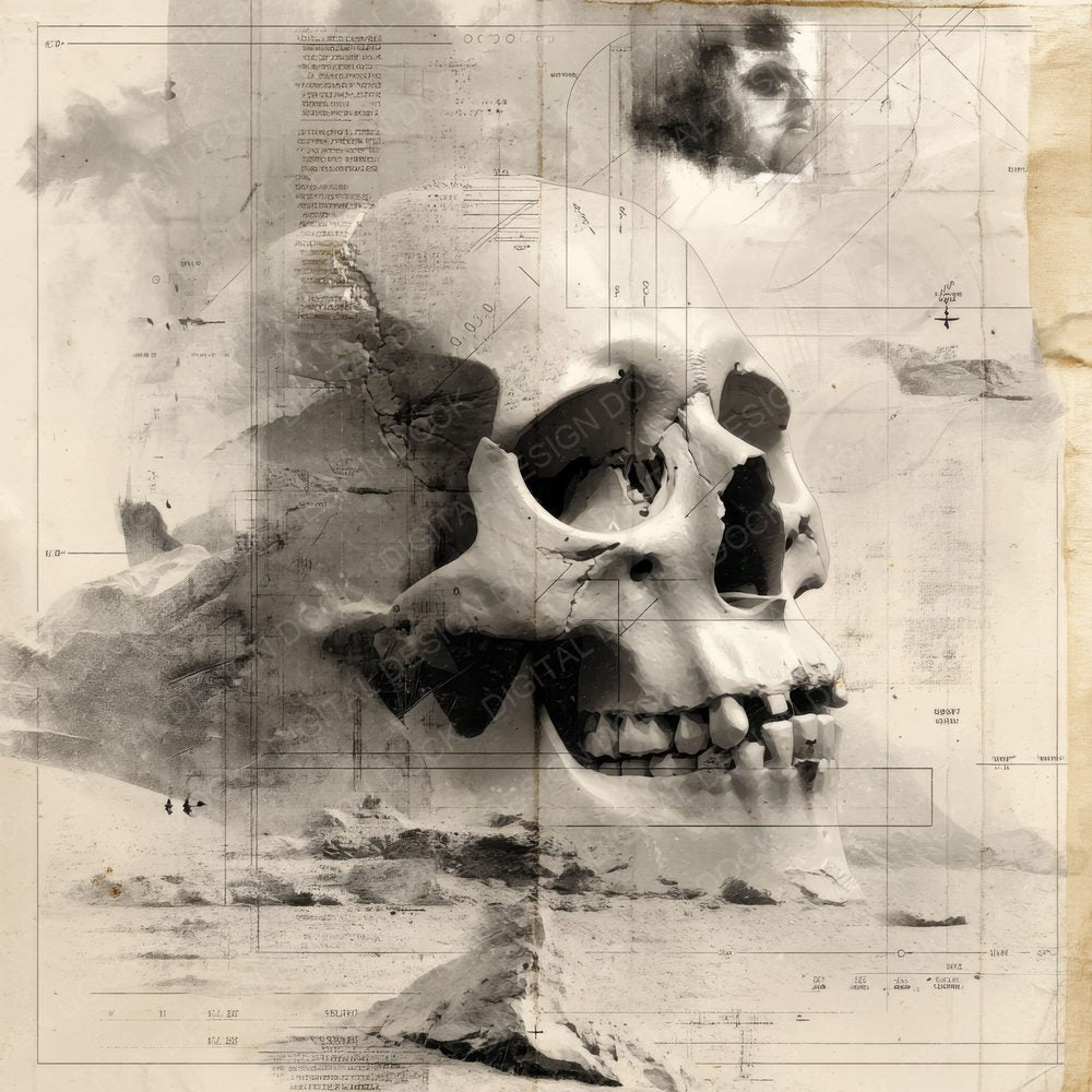 Layered Human Skull Digital Paper Pack (DDD002306)