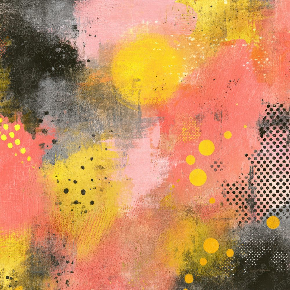 Lemon Coral Halftone Scribble Digital Paper Pack (DDD002319)
