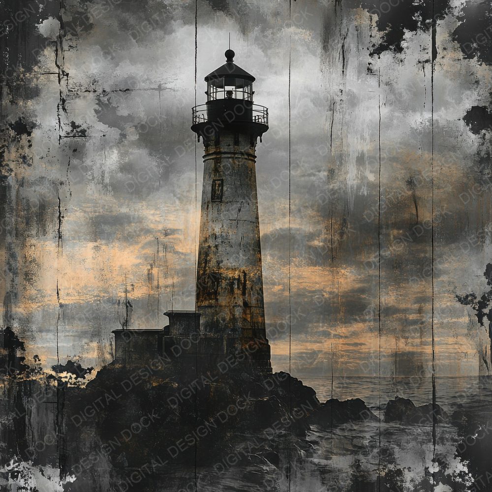 Lighthouse Fog Sketch Digital Paper Pack (DDD002344)