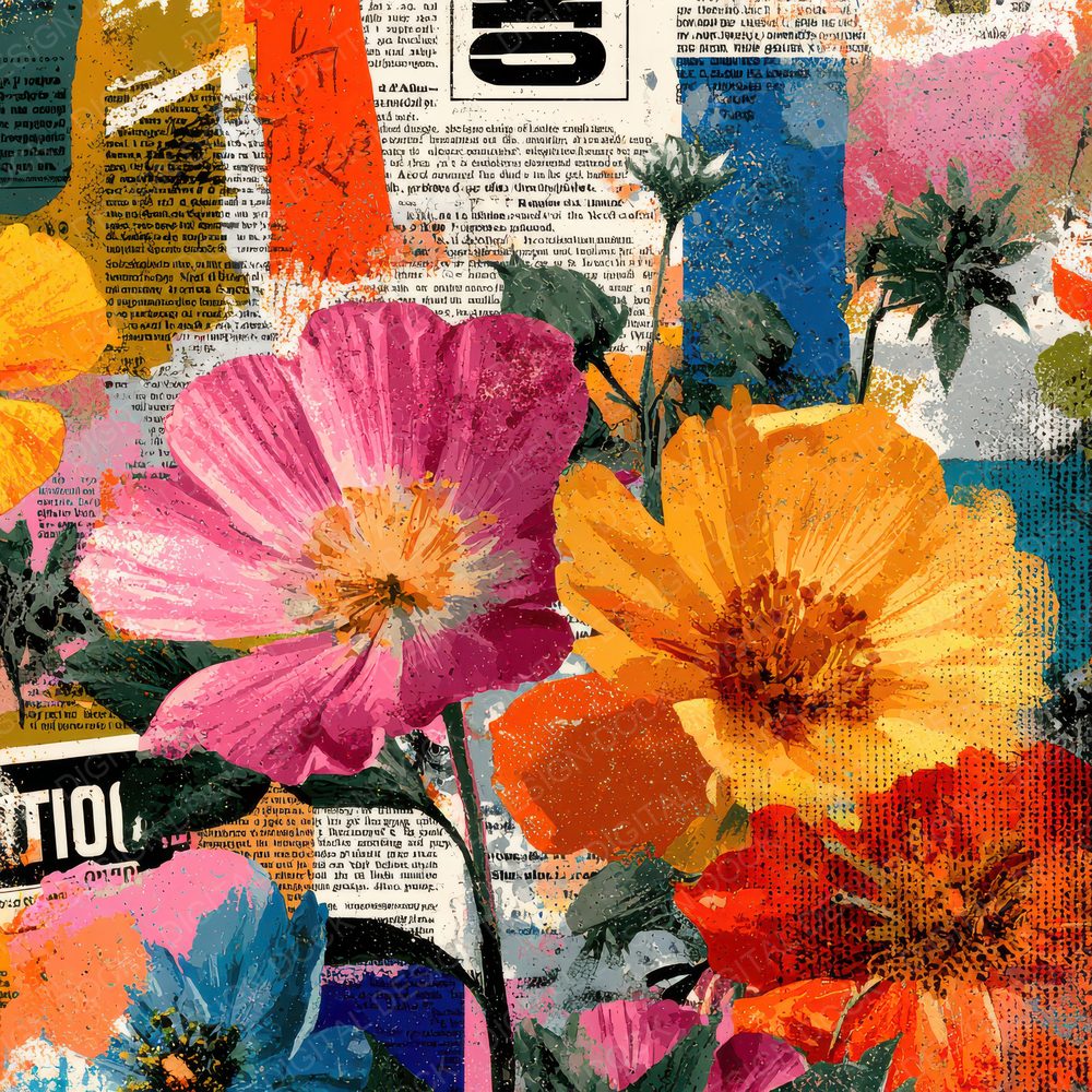 Magazine Bold Type Flower Digital Paper Pack (DDD002404)