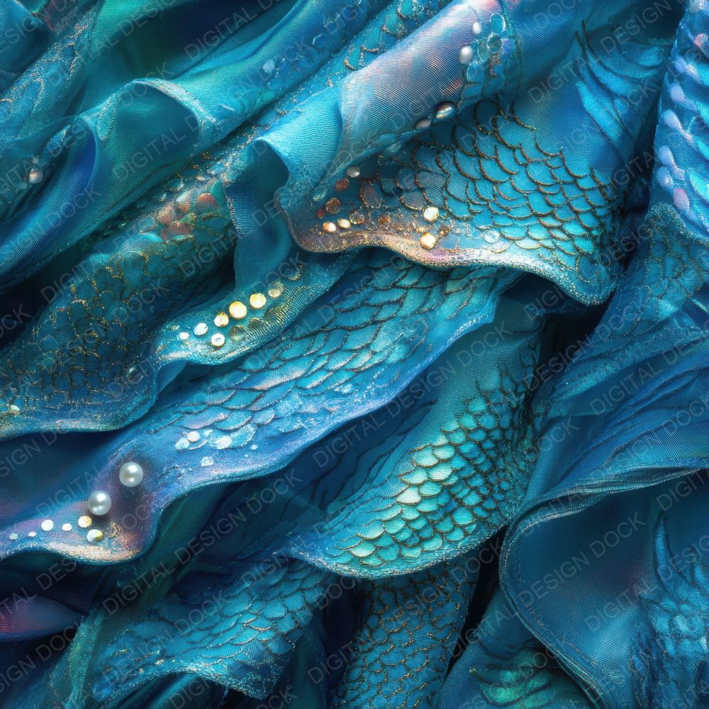 Mermaid Scales Satin Background Digital Paper Pack (DDD002480)
