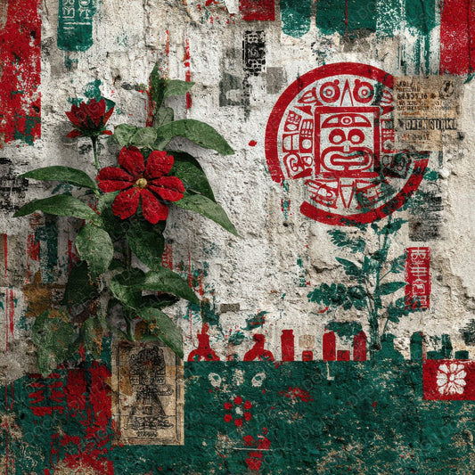 MexicoCity Collage Aztec Mural Stamp Digital Paper Pack (DDD002491)