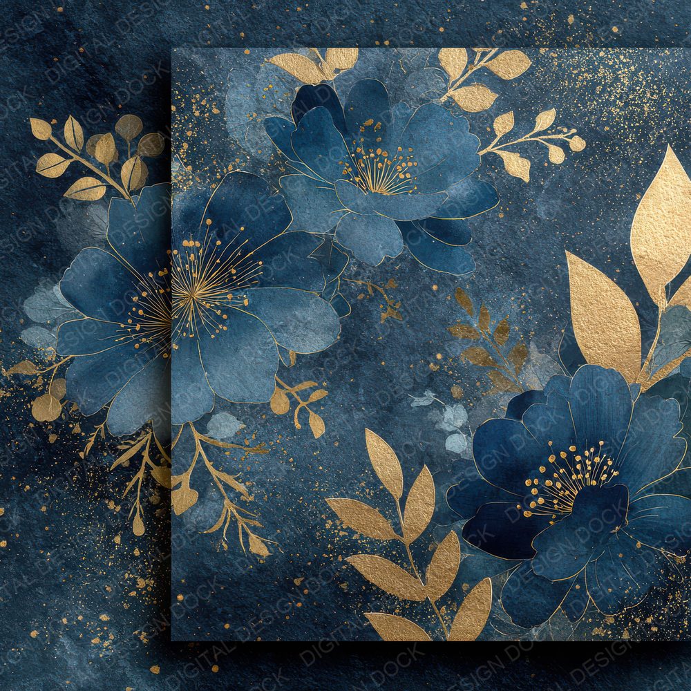 Midnight Floral Ink Dust Digital Paper Pack (DDD002506)